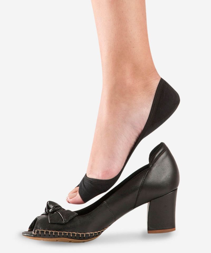 Meia Peep Toe - Preto 4/6 - preto