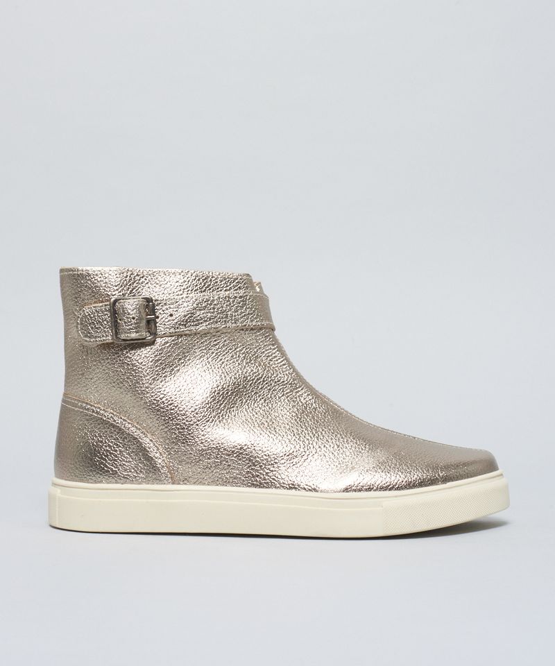 Tenis Couro Cano Fivela - Prata Velho 33 - prata velho