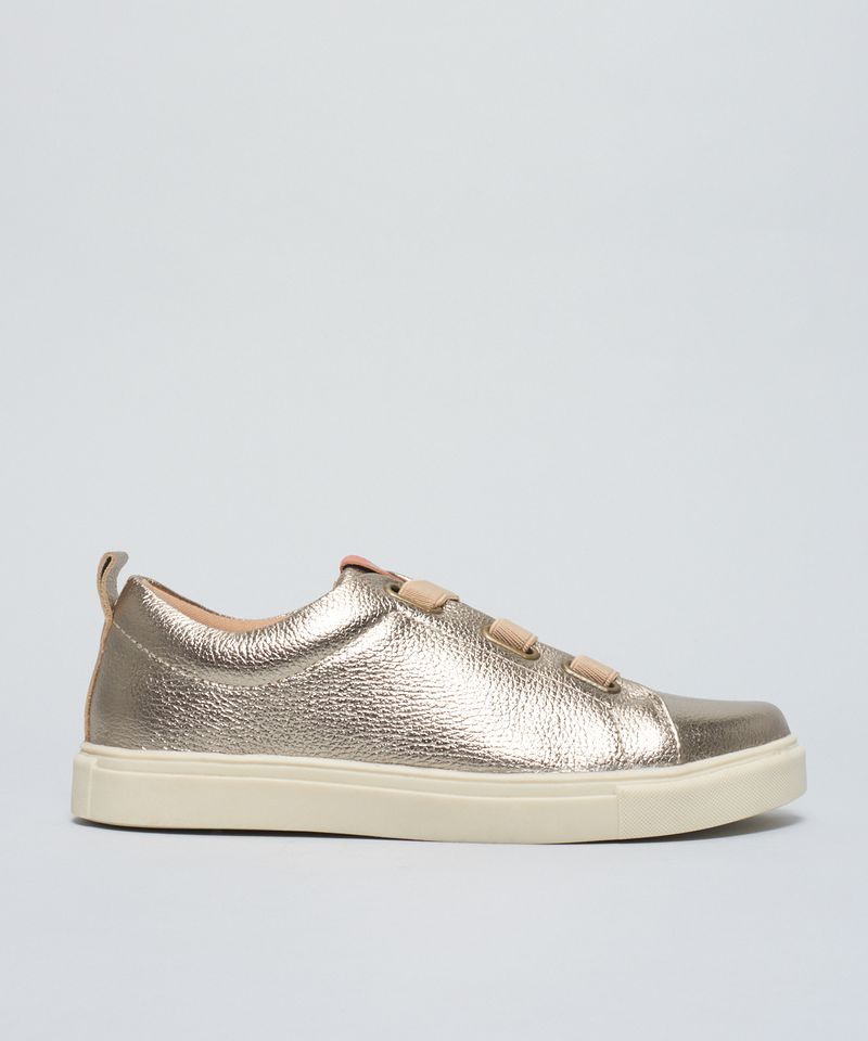 Tenis Couro Ilhoses Elastico - Prata Velho 34 - prata velho