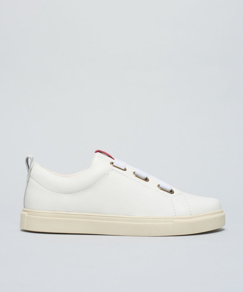 Tenis Couro Ilhoses Elastico - Branco 34 - branco