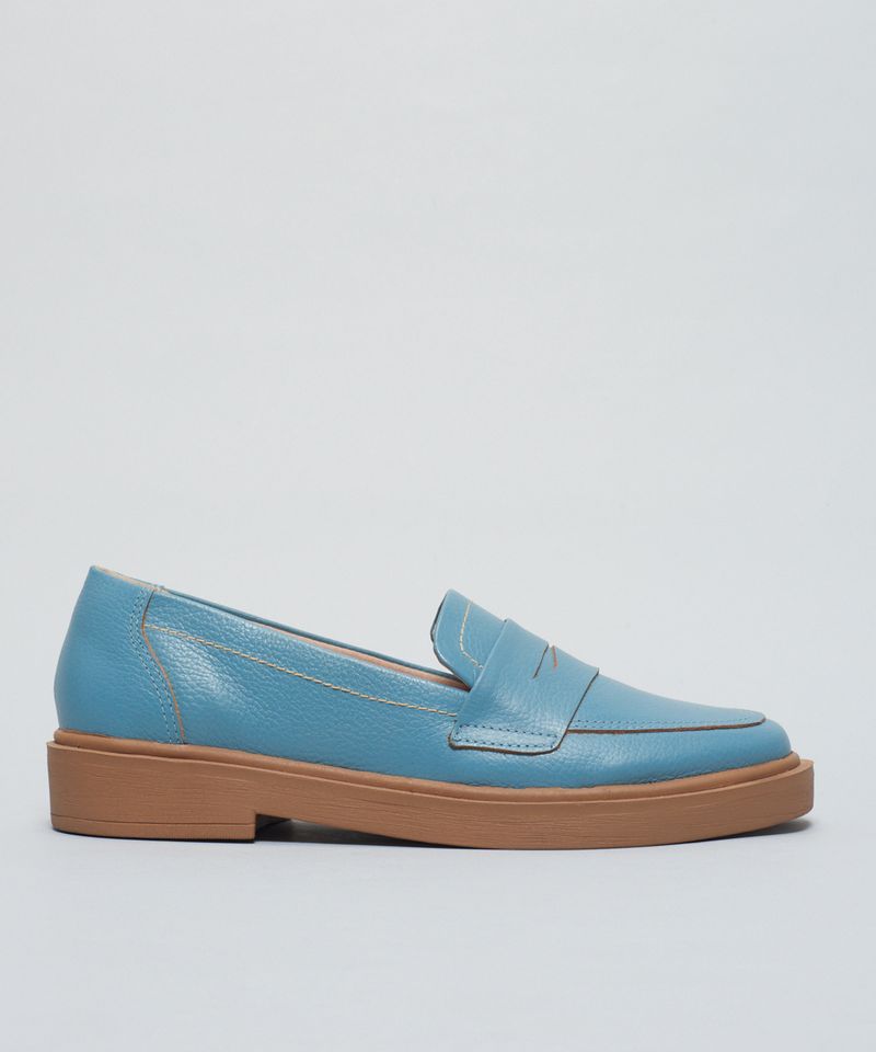 Mocassim Couro Bold - Azul Cristal 36 - azul cristal