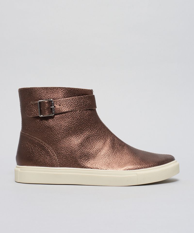 Tenis Couro Cano Fivela - Bronze 34 - bronze