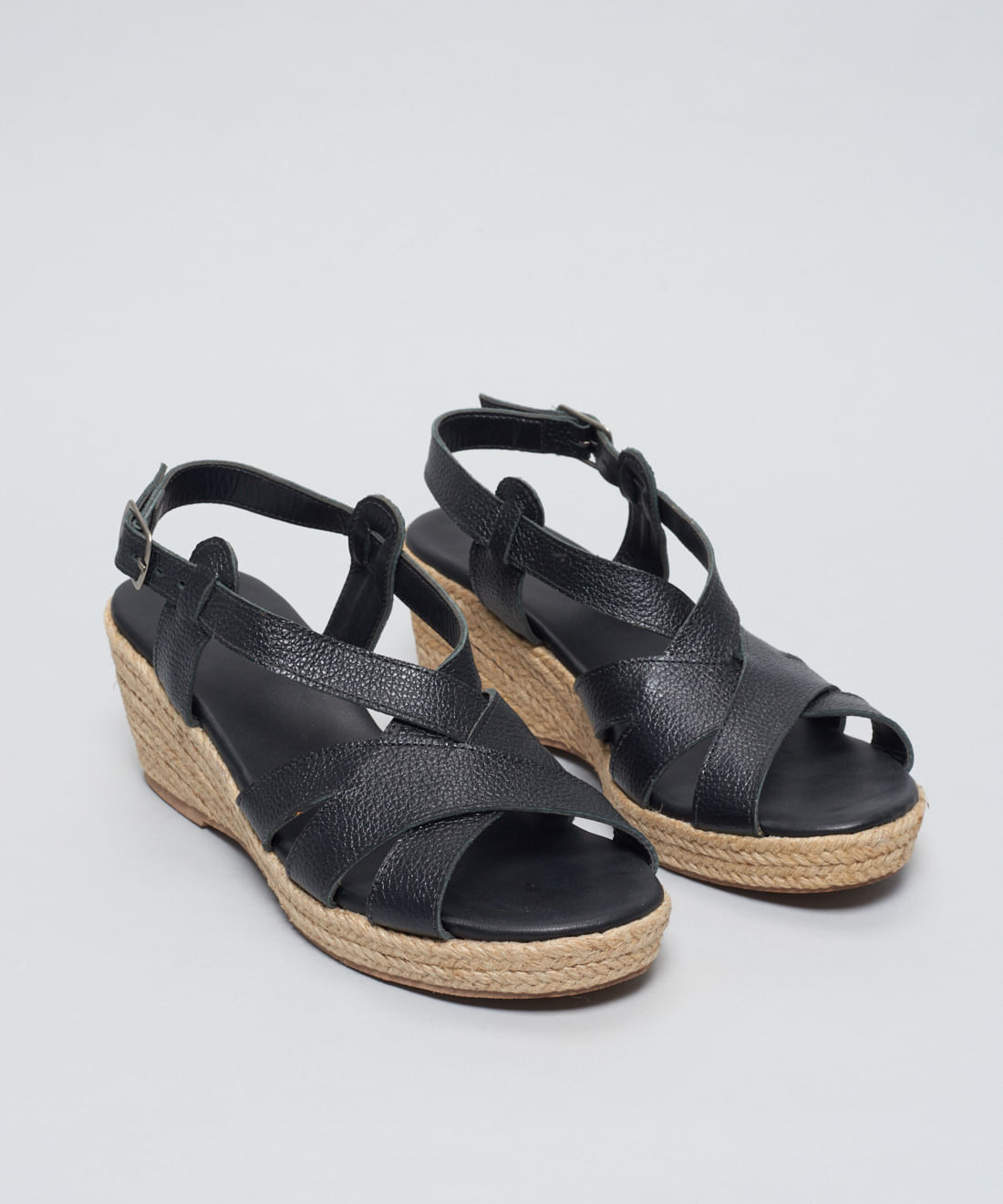 Anabela Couro Cruzado Rami - Preto - Imagem 26