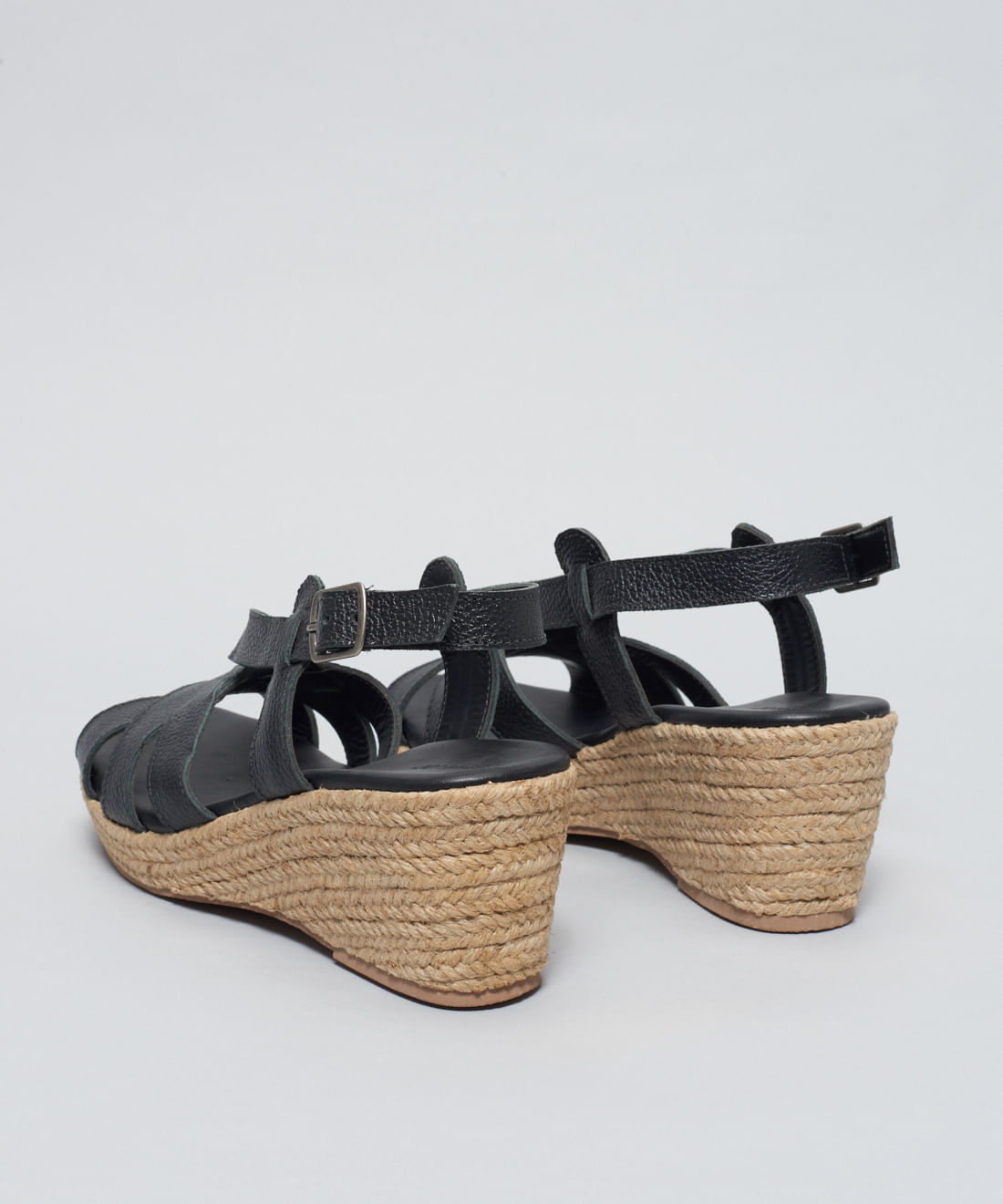 Anabela Couro Cruzado Rami - Preto - Imagem 7