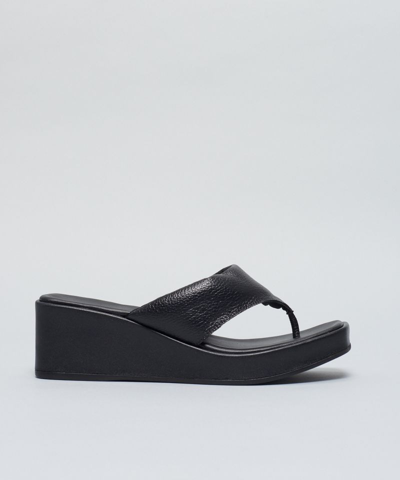 Plataforma Asa Delta Couro - Preto 39 - preto