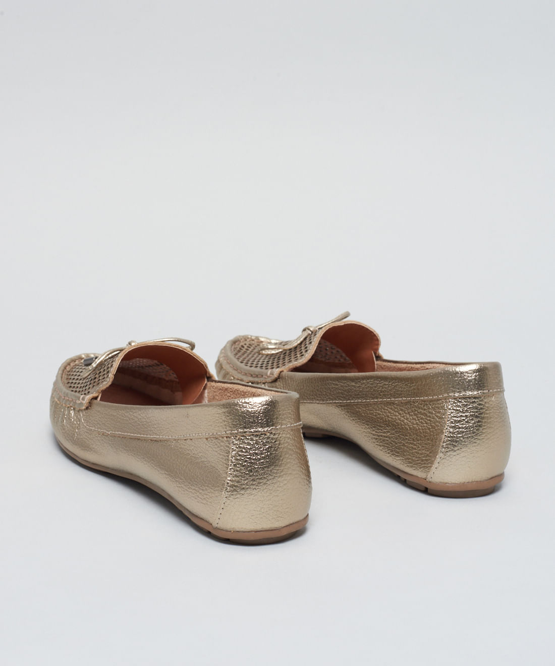 Mocassim Couro Perfuros Lacinho - Prata Velho - Imagem 13