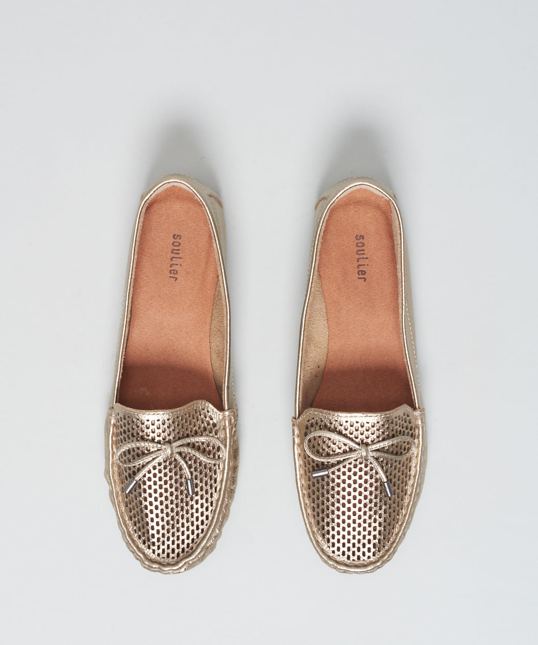 Mocassim Couro Perfuros Lacinho - Prata Velho - Imagem 4