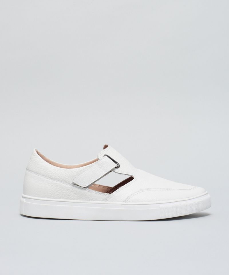Tenis Couro Velcro Ilhoses - Branco 36 - branco