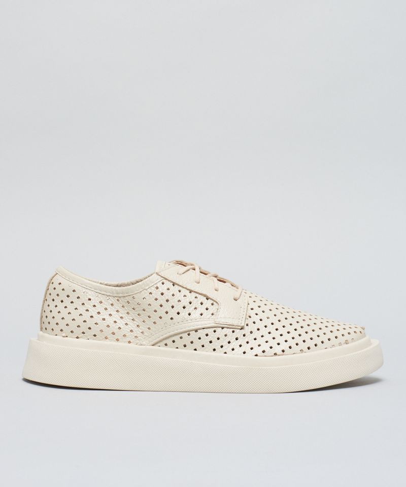 Tenis Plataforma Couro Perfuros - Offwhite 34 - offwhite