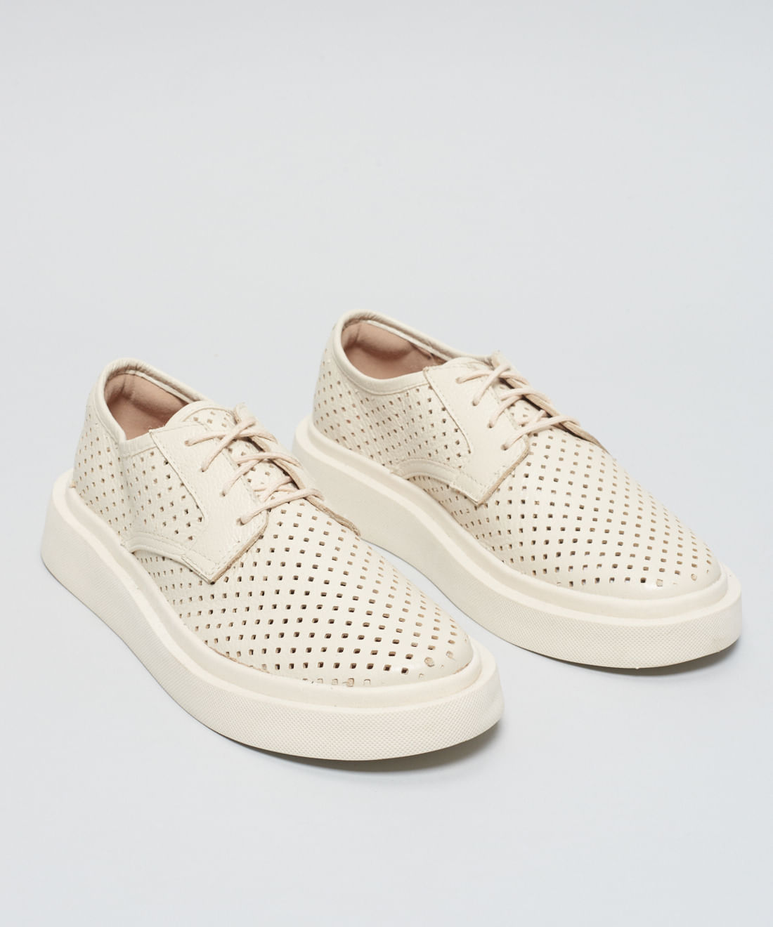 Tenis Bold Couro Perfuros - Offwhite - Imagem 22