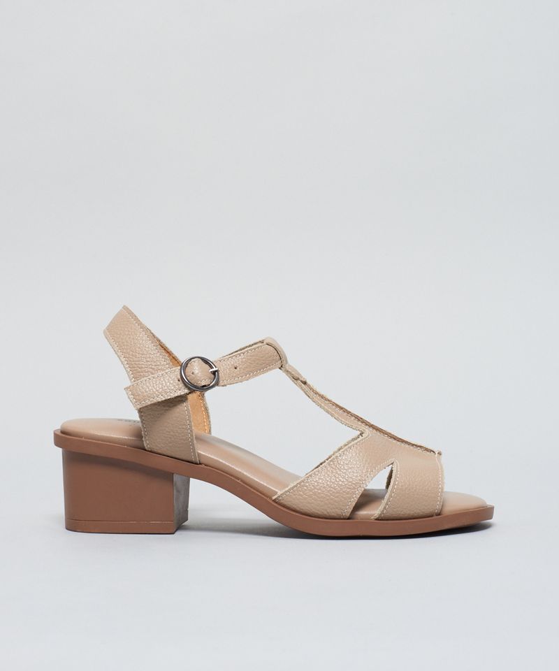 Sandalia Media Couro Izabel - Aveia 38 - aveia