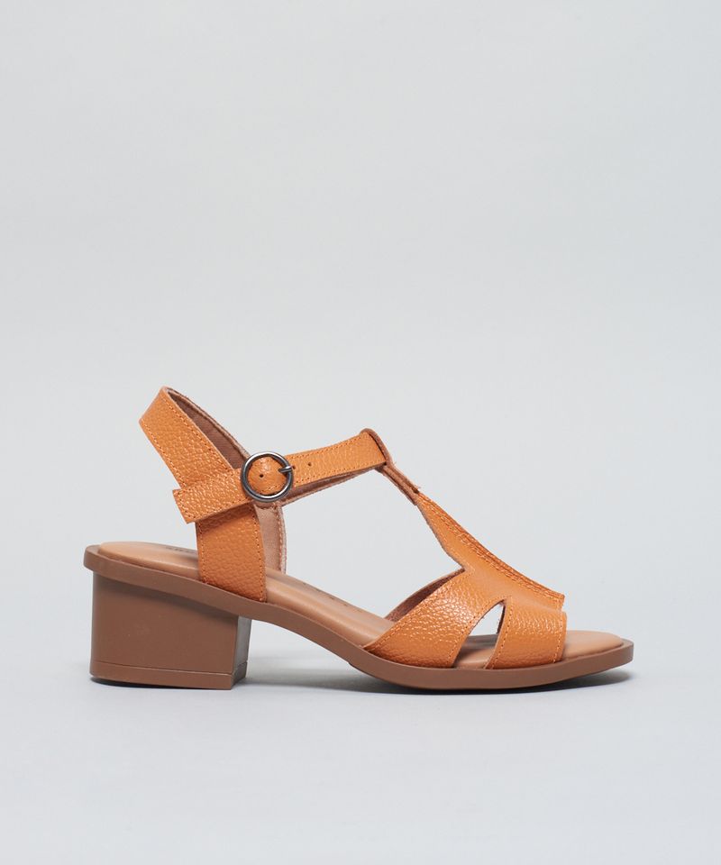 Sandalia Media Couro Izabel - Cenoura 35 - cenoura