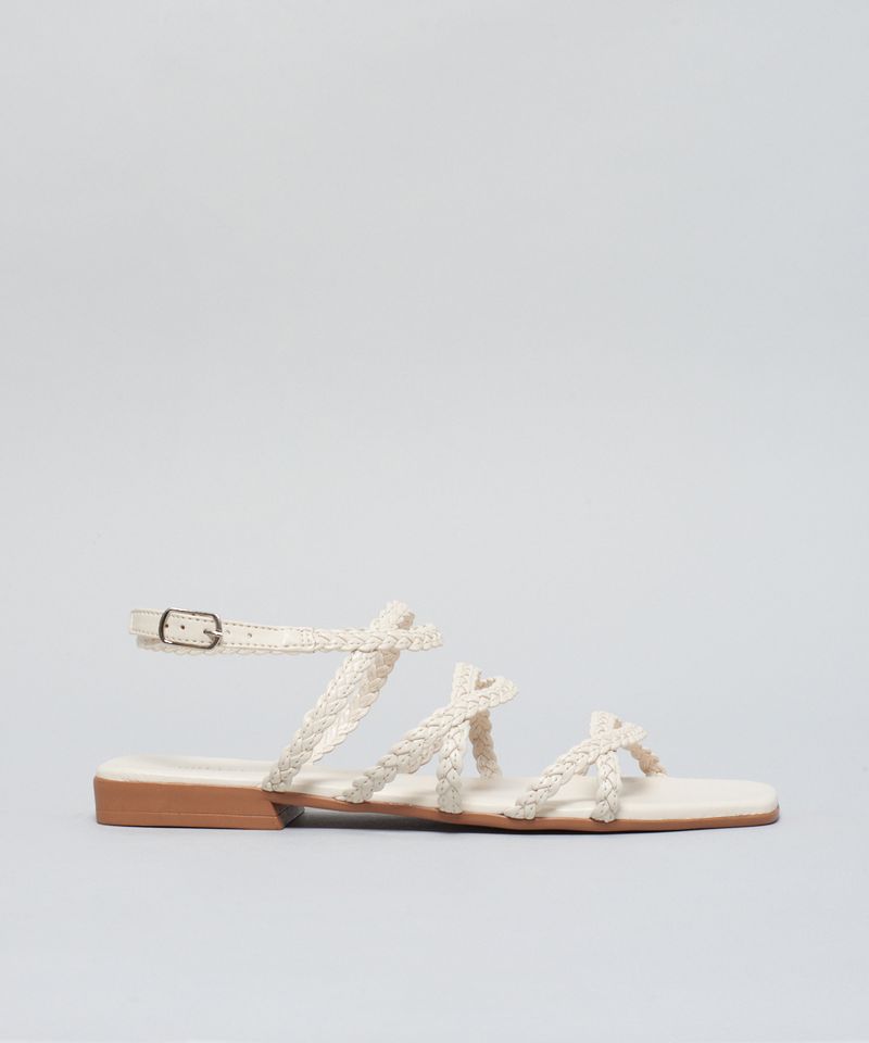 Rasteira Soft Trancinha - Offwhite 34 - offwhite