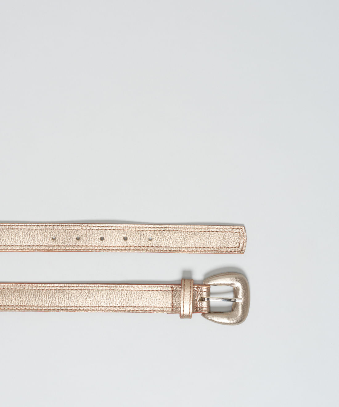 Cinto Couro Pesponto Duplo - Prata Velho