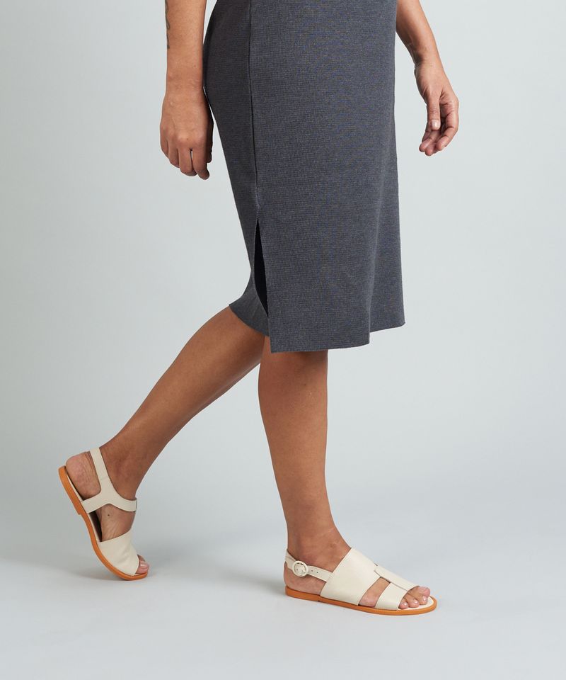 Rasteira Couro Sobreposicao - Offwhite 35 - offwhite