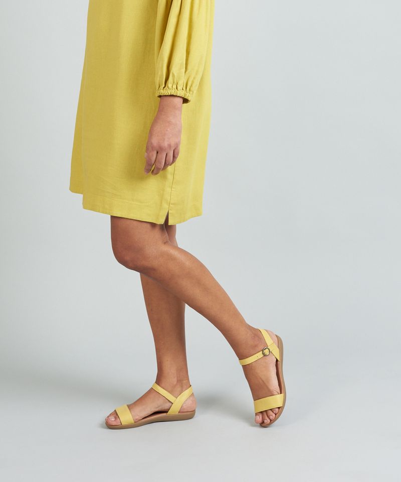 Rasteira Couro Comfort - Amarelo Polen 35 - amarelo polen