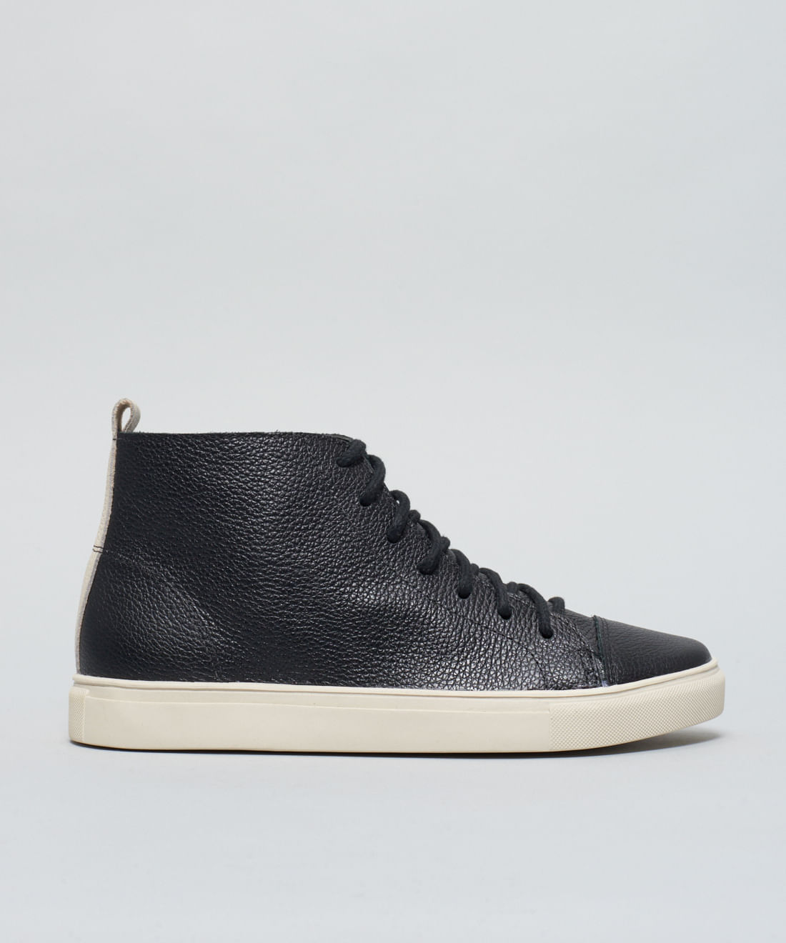 Tenis Couro Medio Ziper - Preto