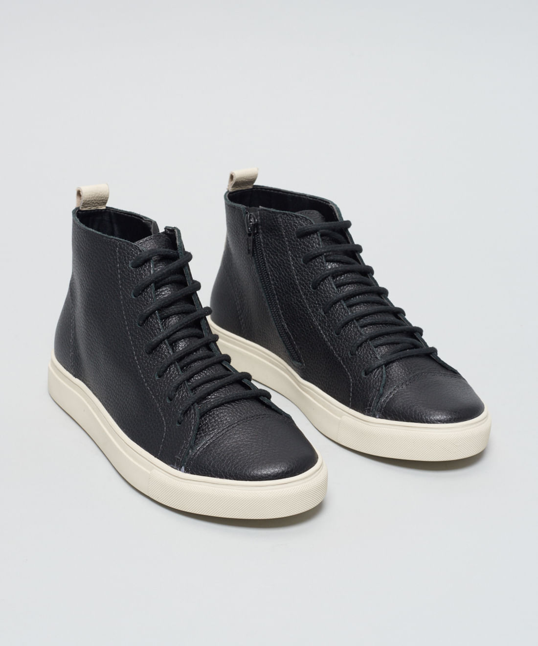 Tenis Couro Medio Ziper - Preto - Imagem 2