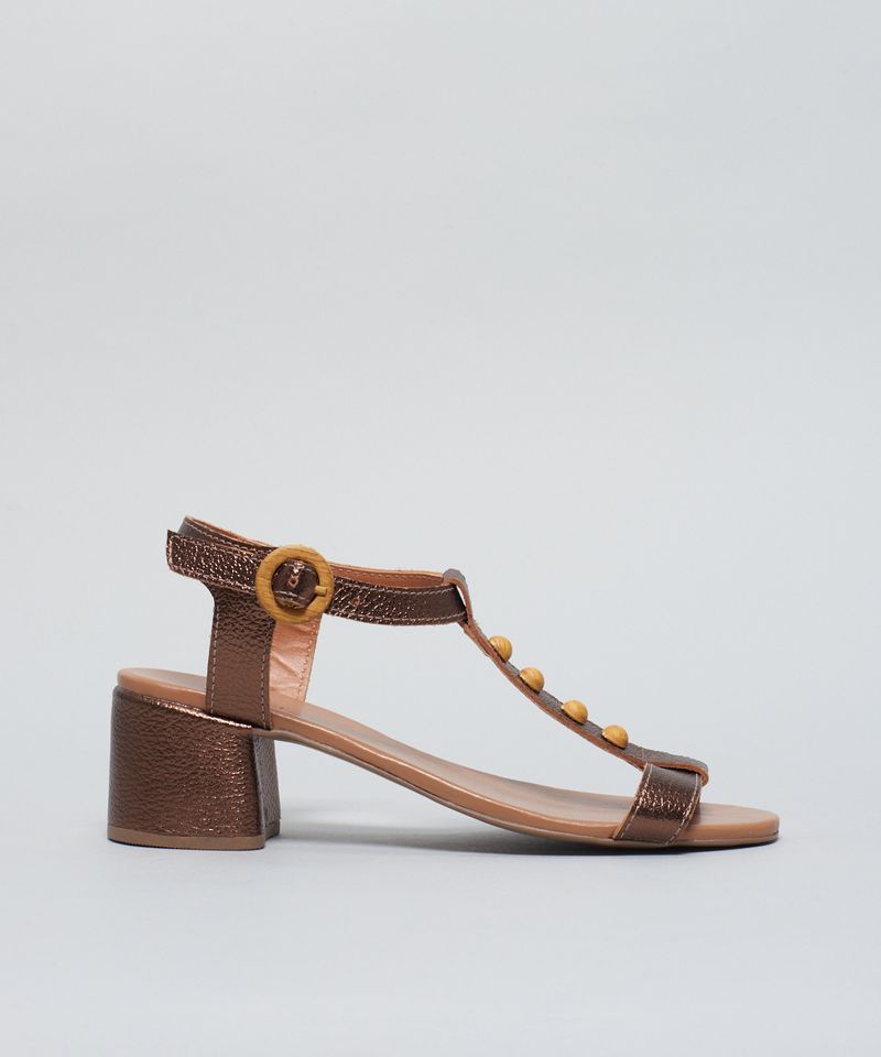 Sandalia Media Couro Esferas - Bronze 39 - bronze