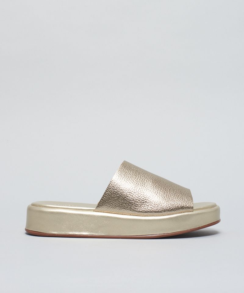 Flat Slide Couro - Prata Velho 37 - prata velho
