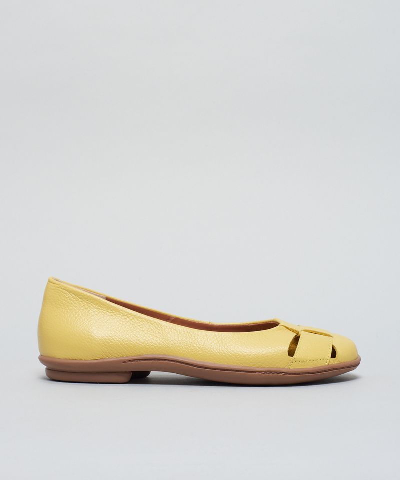 Sapatilha Couro Passante - Amarelo Polen 34 - amarelo polen