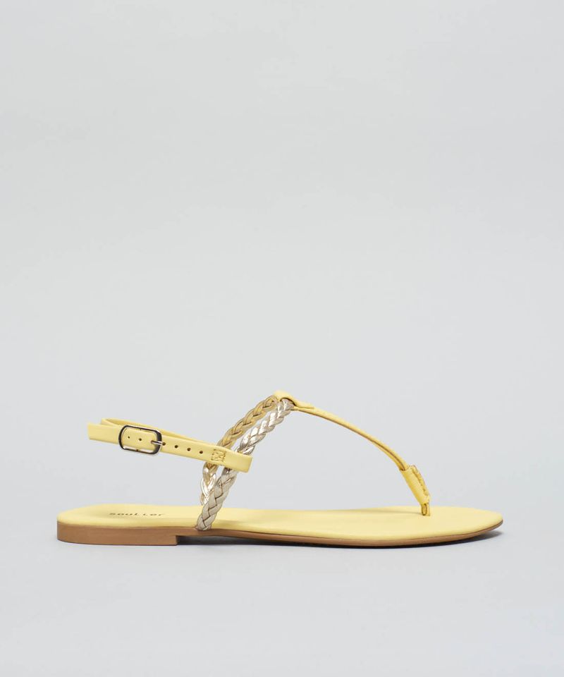 Rasteira Asa Delta Trancinha - Amarelo Polen 34 - amarelo polen