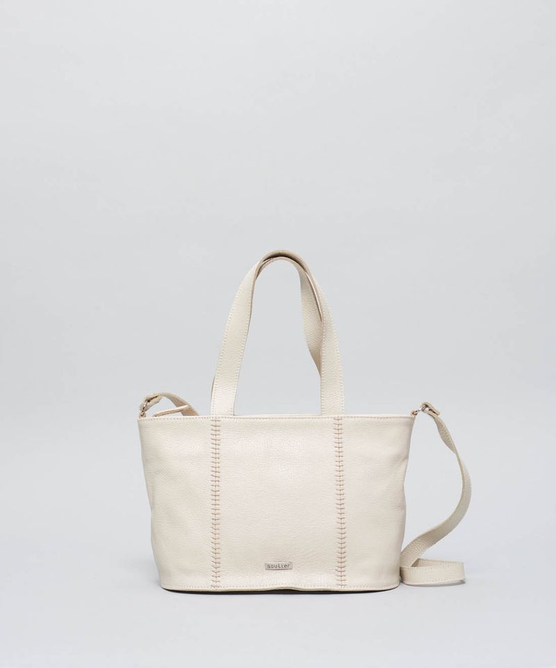Bolsa m Couro Pesponto - Offwhite u - offwhite