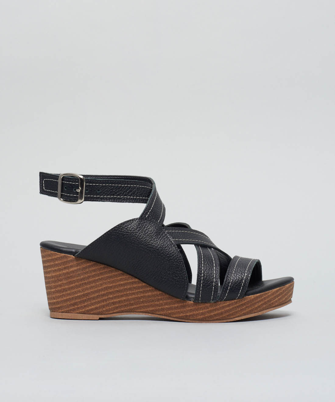 Plataforma Couro Entrelace - Preto