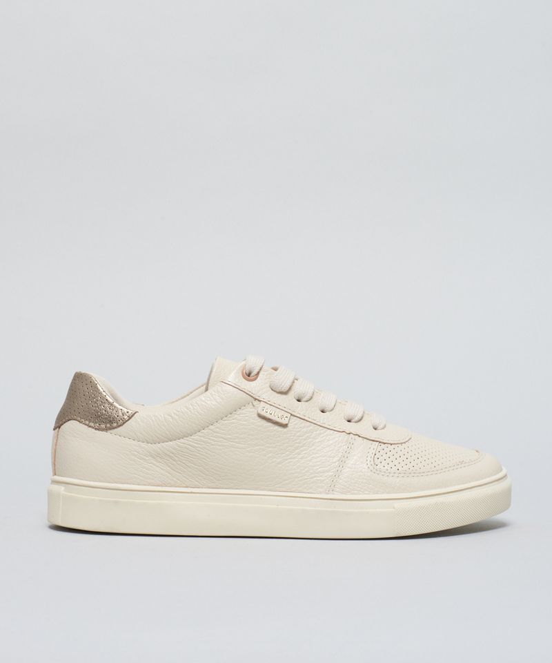 Tenis Couro Detalhe Color - Offwhite 34 - offwhite