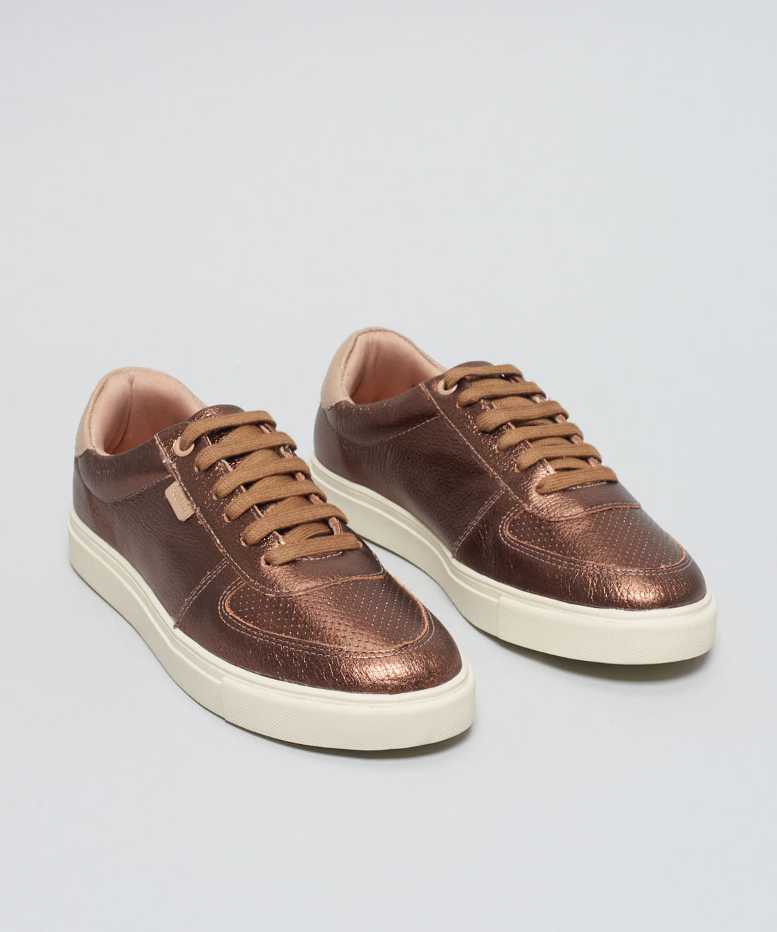 Tenis Couro Detalhe Color - Bronze - Imagem 17