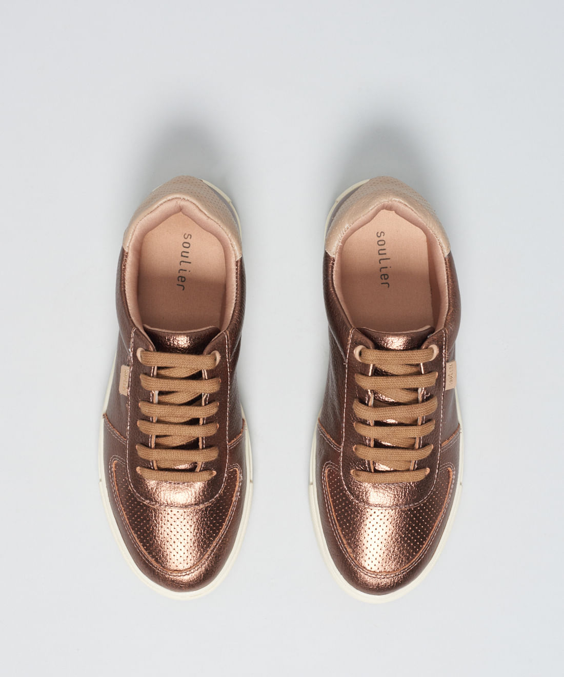 Tenis Couro Detalhe Color - Bronze - Imagem 24