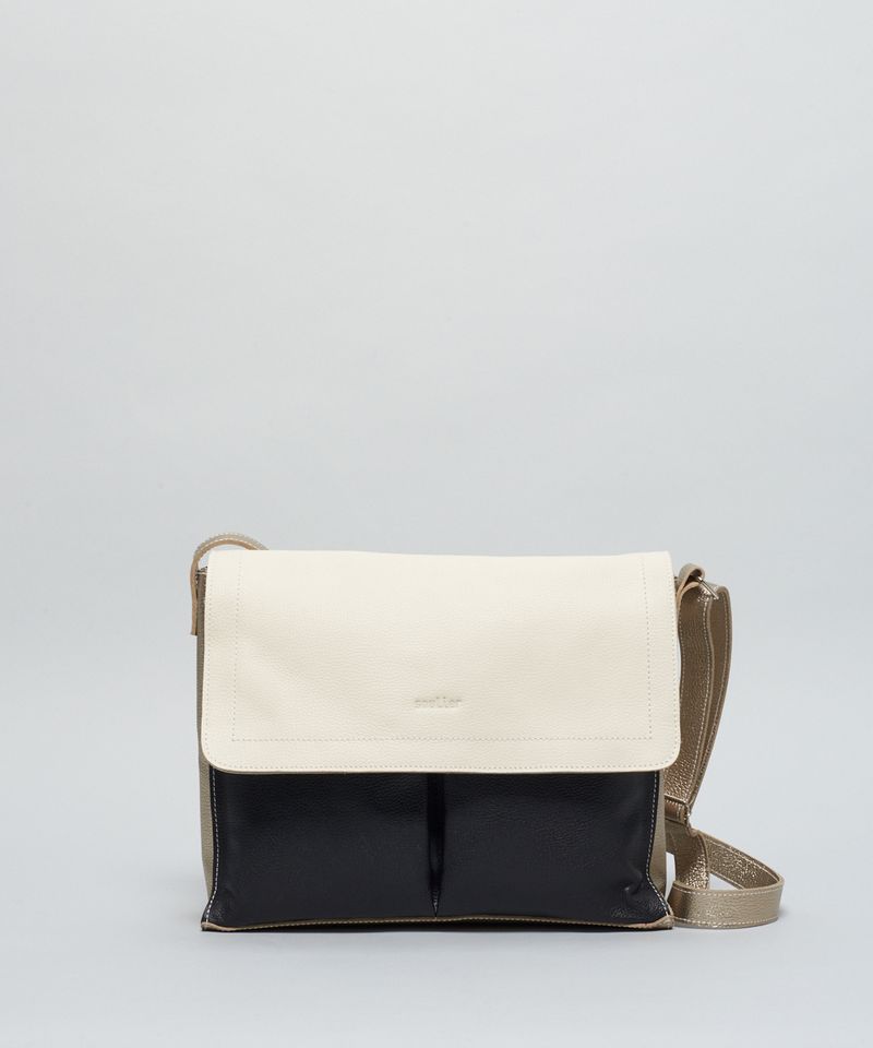 Bolsa m Leve Couro - Off White/Preto u - off white/preto