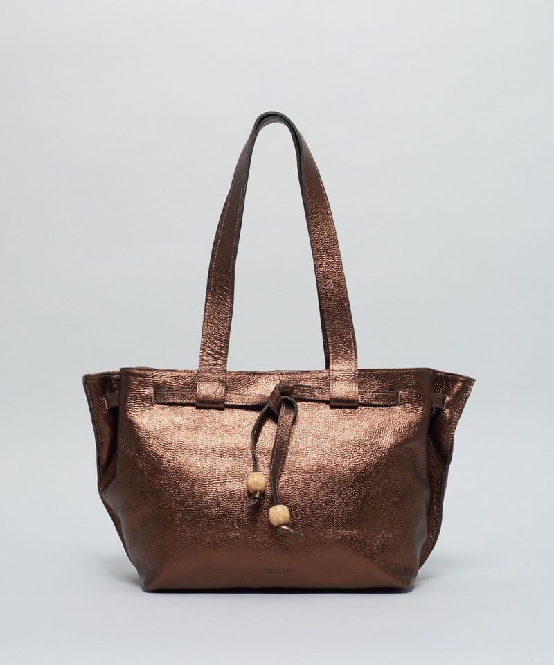Bolsa g Couro Esferas - Bronze u - bronze