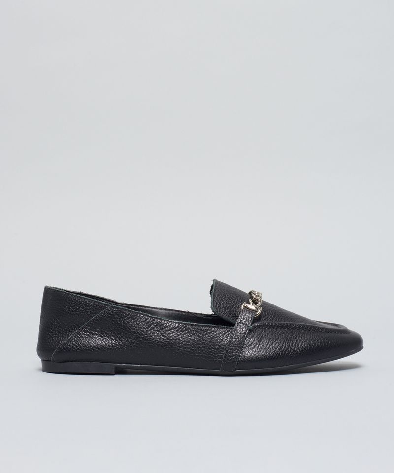 Mocassim Couro Elos Metal - Preto 39 - preto