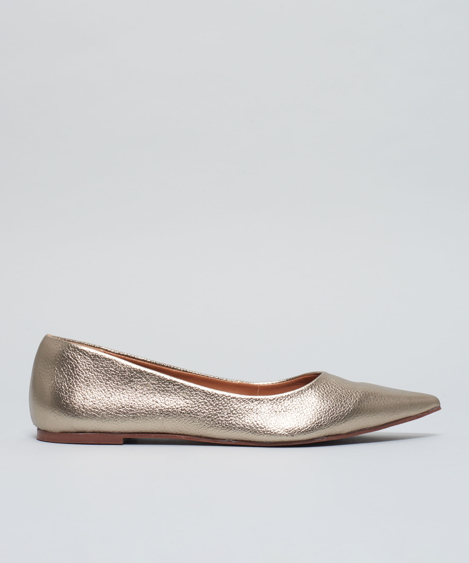 Sapatilha Couro Bico Fino - Prata Velho