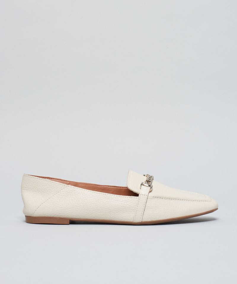 Mocassim Couro Elos Metal - Offwhite 35 - offwhite