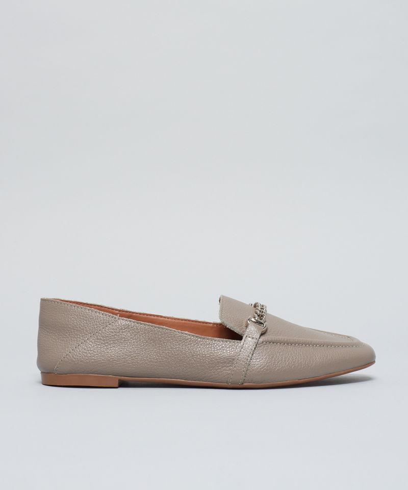 Mocassim Couro Elos Metal - Cinza 38 - cinza