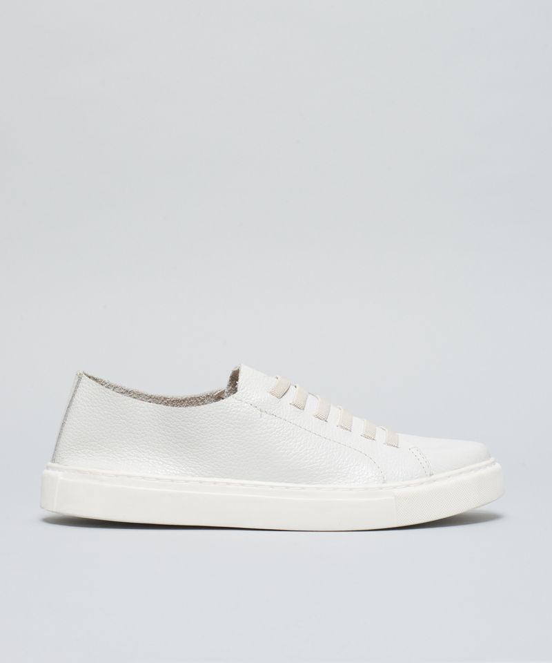 Tenis Couro Basico Elastico - Branco 35 - branco