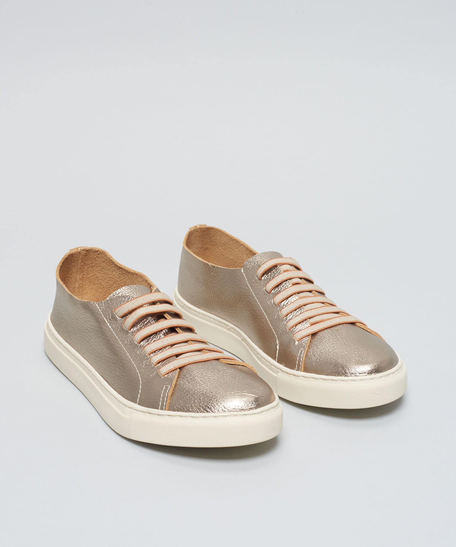 Tenis Couro Basico Elastico - Prata Velho - Imagem 32