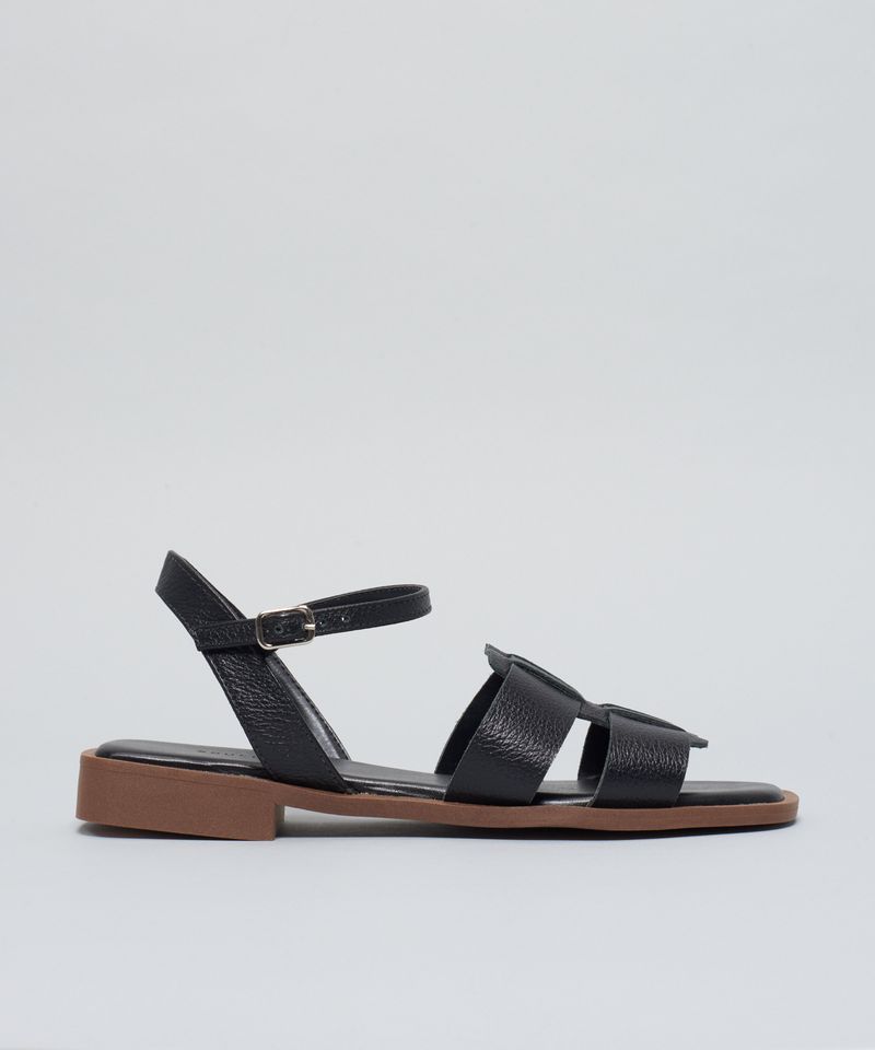 Rasteira Couro Pescador Duo - Preto 38 - preto