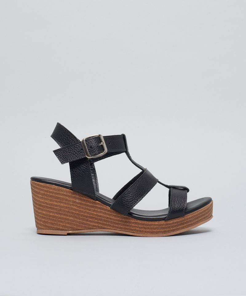 Anabela Couro Tiras - Preto 34 - preto