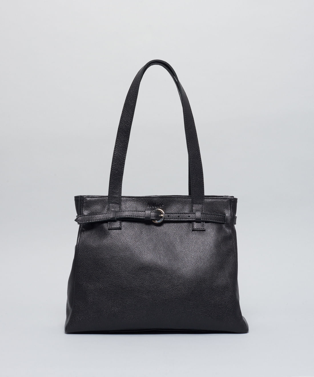 Bolsa g Couro Detalhe Fivela - Preto