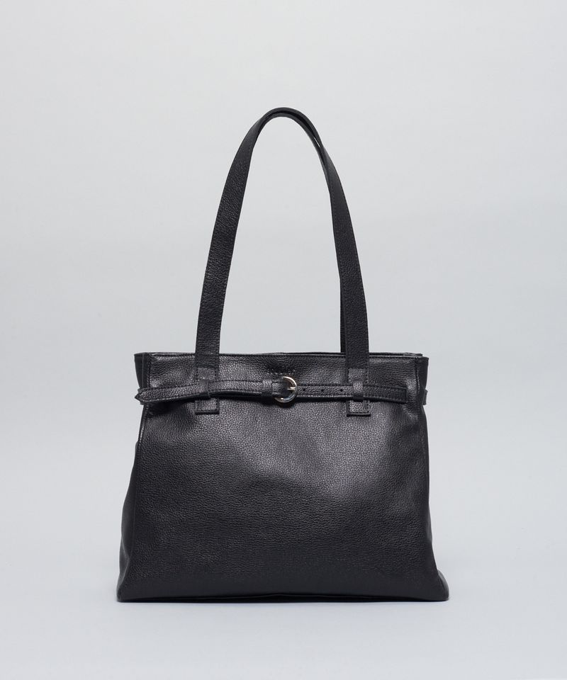 Bolsa g Couro Detalhe Fivela - Preto u - preto