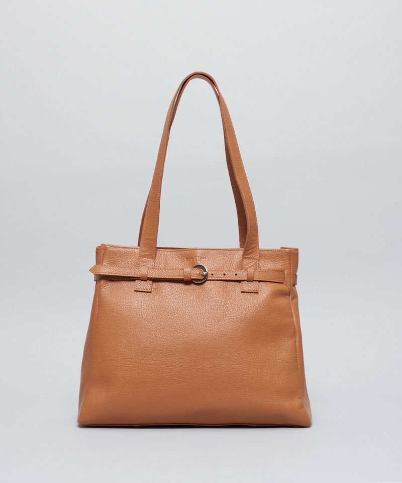 Bolsa g Couro Detalhe Fivela - Caramelo u - caramelo