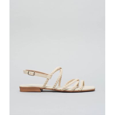 Rasteira Basica Trancinha - Offwhite