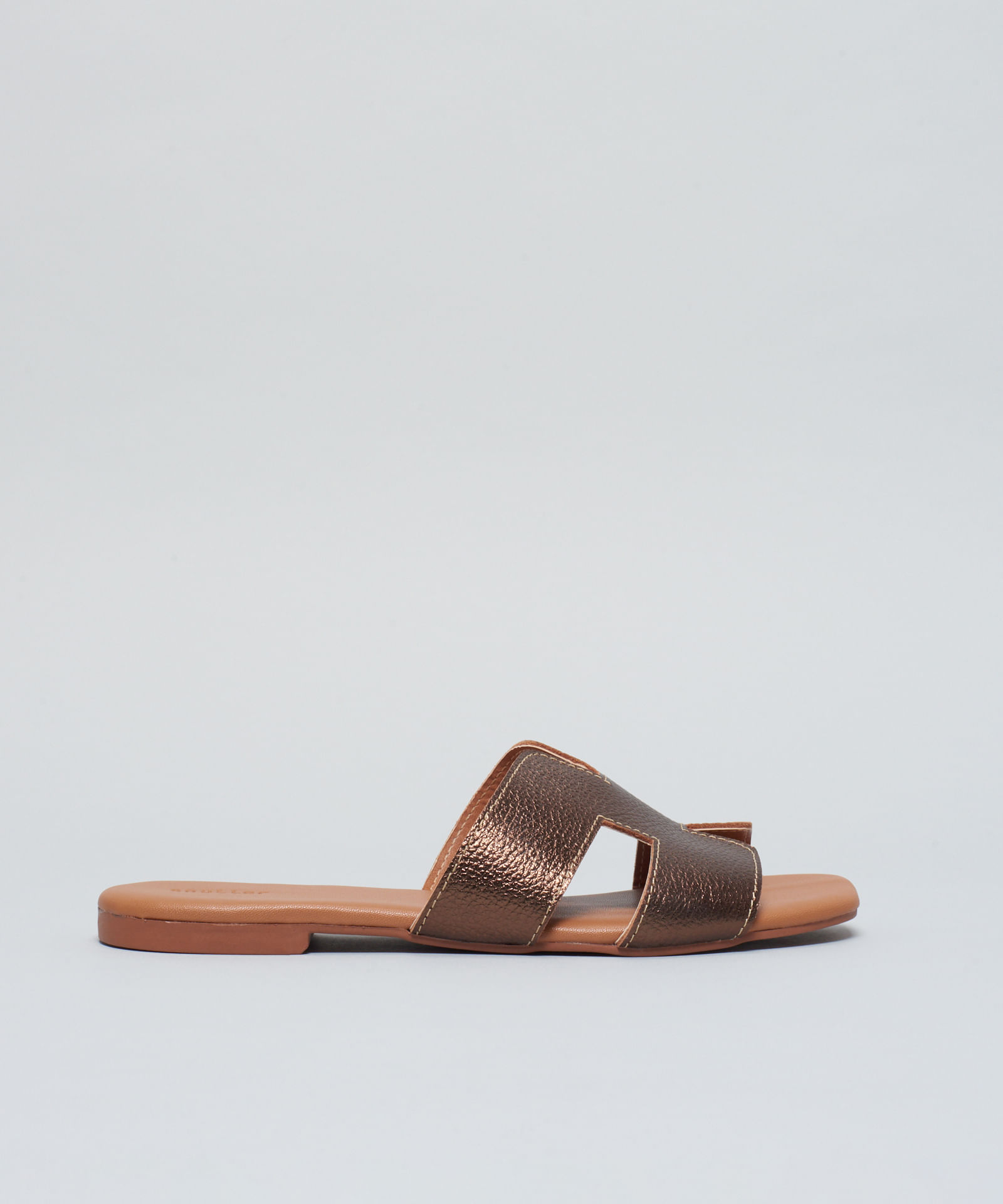 Rasteira Basica Couro Helo - Bronze