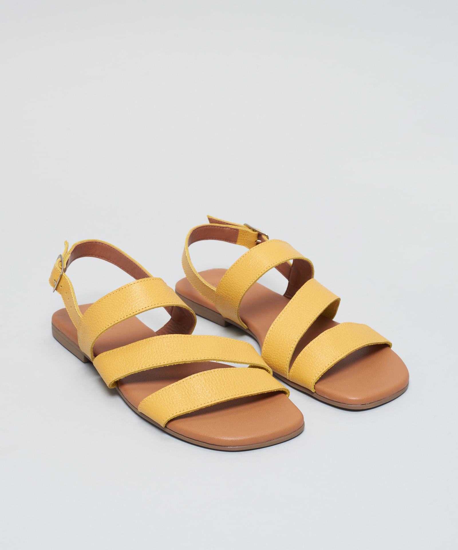 Rasteira Basica Couro Tiras - Mostarda - Imagem 14