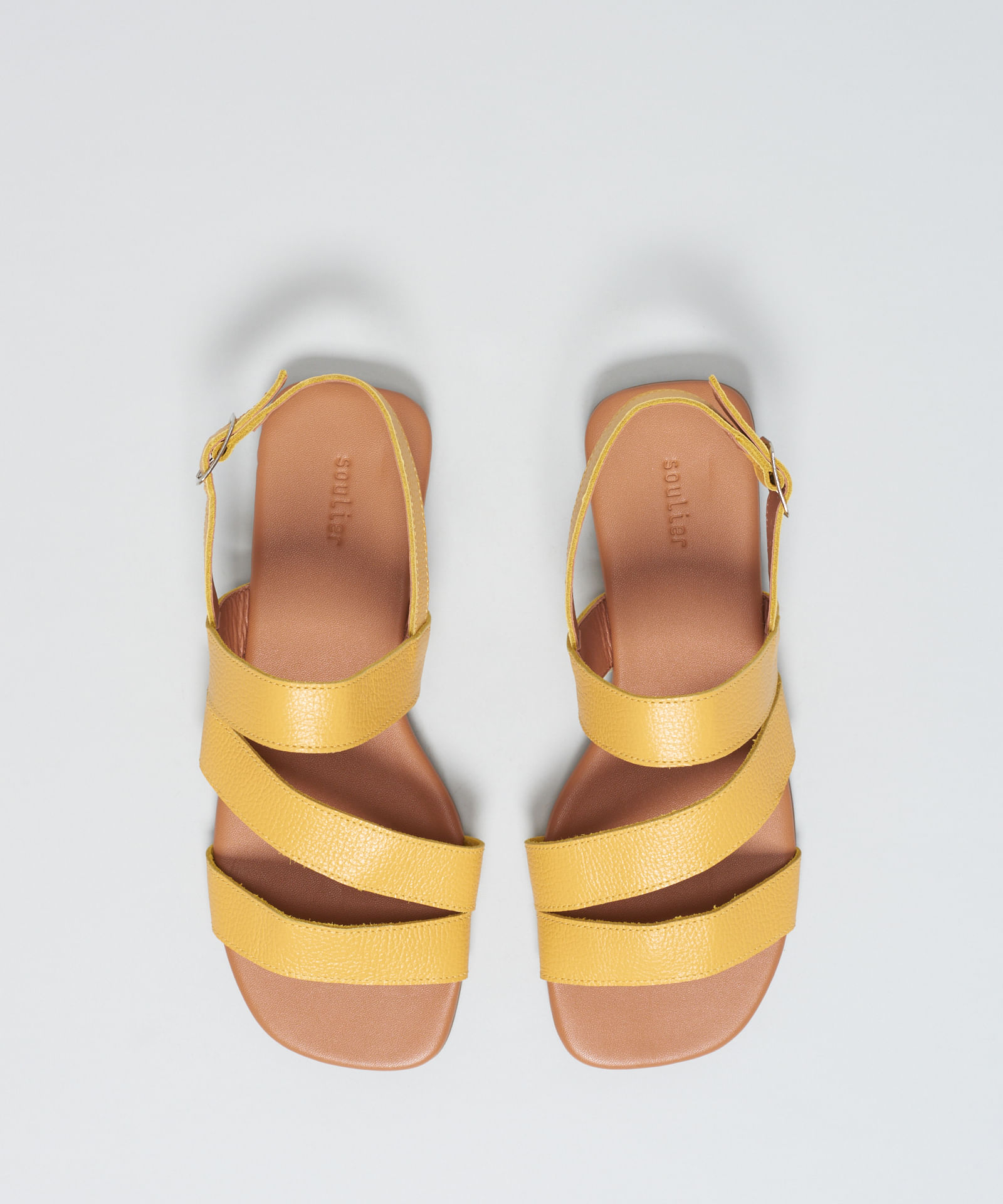 Rasteira Basica Couro Tiras - Mostarda - Imagem 4