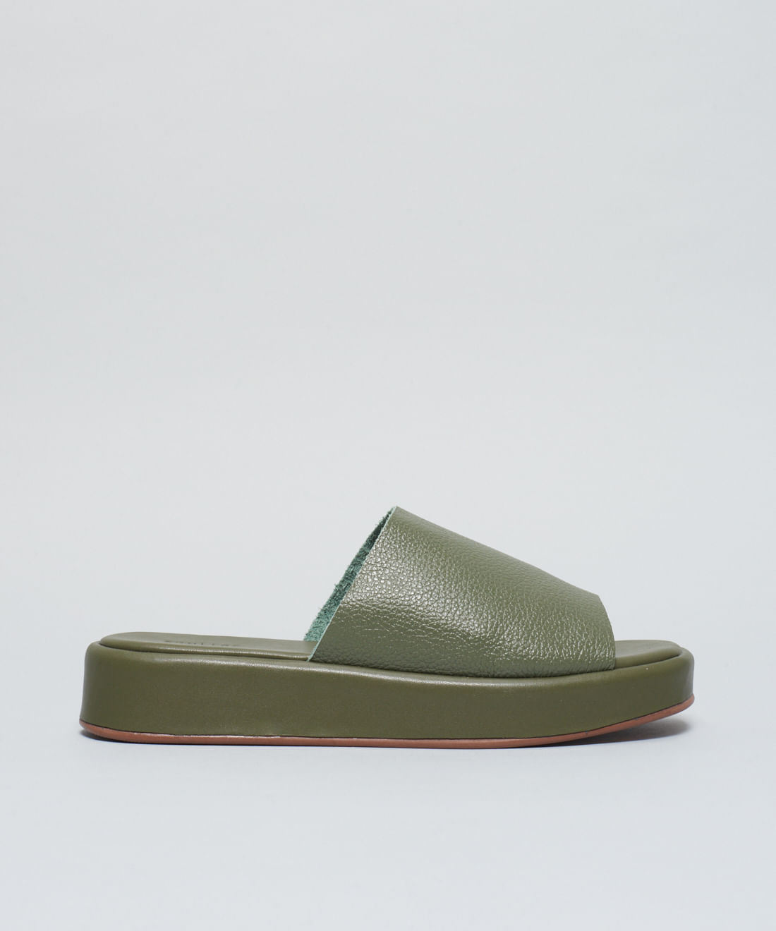 Flat Slide Couro - Verde Militar - Imagem 17