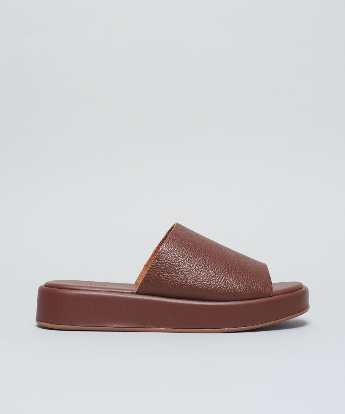 Flat Slide Couro - Chocolate